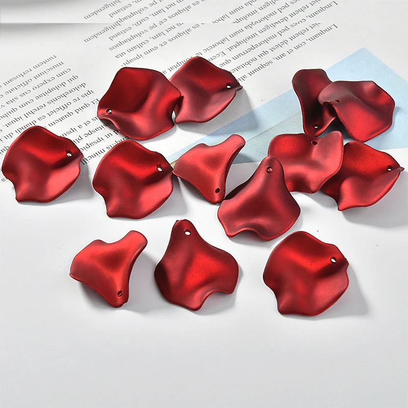 8 шт. новые модные красные и зеленые серьги с лепестками розы из материала сделай