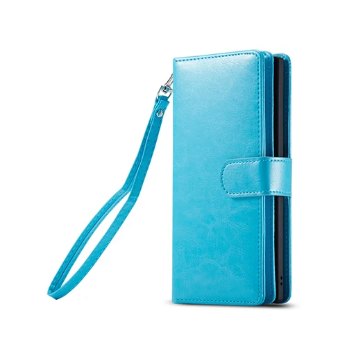 2 в 1 Магнитный чехол-бумажник из искусственной кожи для samsung Galaxy Note 10 Plus 8 9 S10 Plus S10e S9 S8 Plus 9 отделений для карт - Цвет: Небесно-голубой