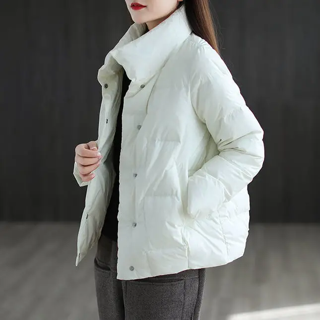 2023 New Autumn Winter Women Warm Cotton-padded Jacket Coat Female Vintage Outwear Solid Overcoats Parka Ladies Loose Tops H881