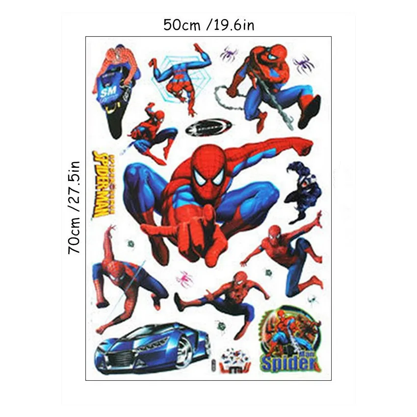 XY8090 Spider Man Супер забавные Mario Bros аниме наклейки на стены 3d игра плакат виниловые наклейки в детскую комнату украшения детской комнаты мультфильм обои 70*50 см - Цвет: XY8090 Spider Man