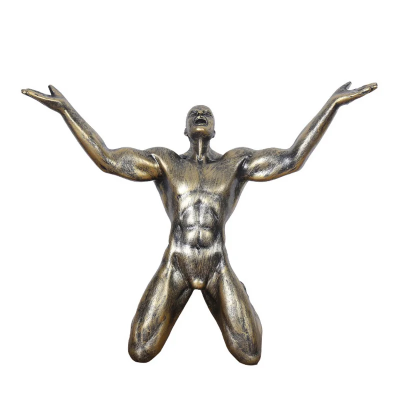 

Resin Roar of Victory Man Statues Ornaments Vintage Man Abstract Sculpture Crafts Home Office Living Room Decoration Accessories