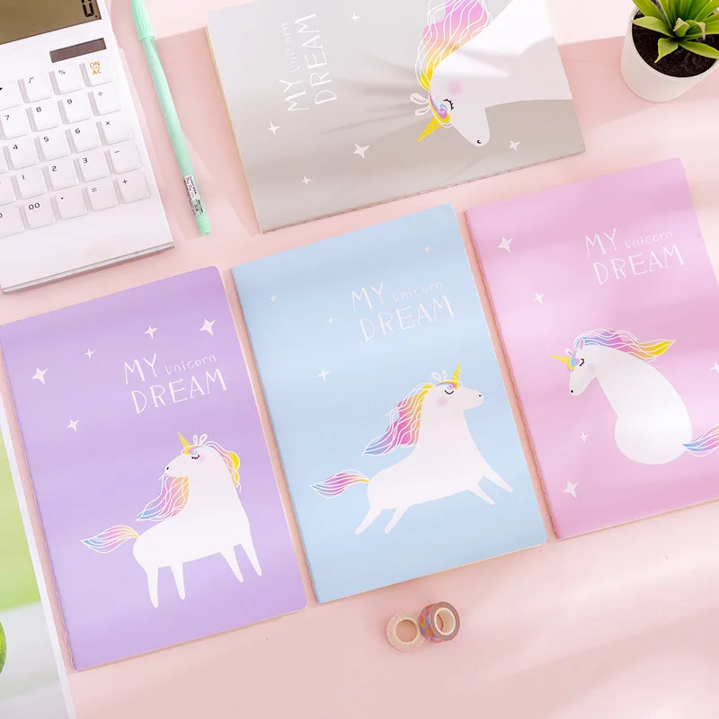 4 набор книг Единорог Тетрадь Kawaii A5 студент Портативный дневник милые
