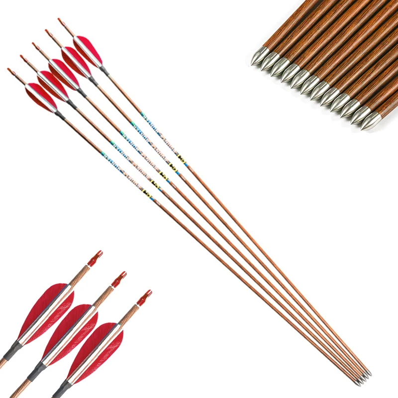 12 шт. Linkboy стрельба из лука деревянные карбоновые стрелы позвоночник 600 700 800 30