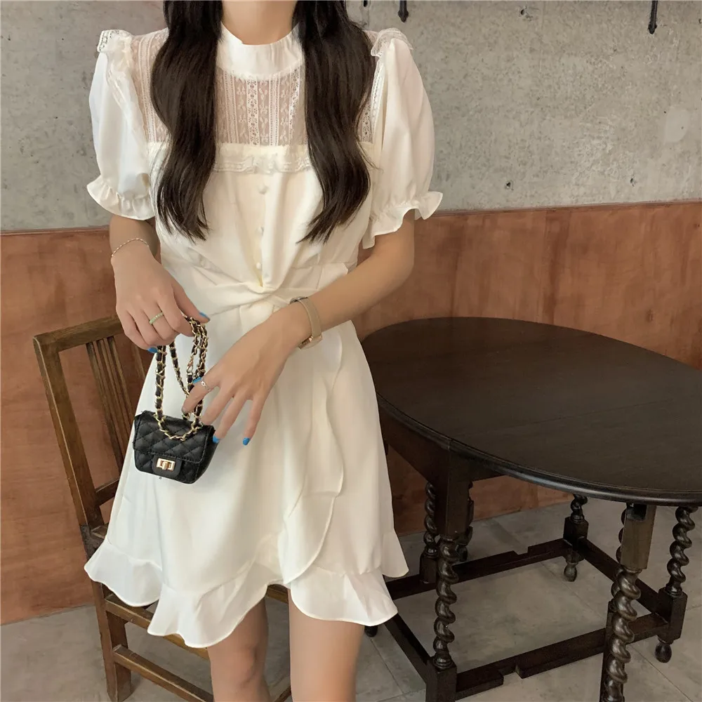 

2021 Summer Short Sleeve Party Y2k Mini Dress Women Casual Gothic Lace Retro One Piece Dress Korean Elegant Vintage Dress Female
