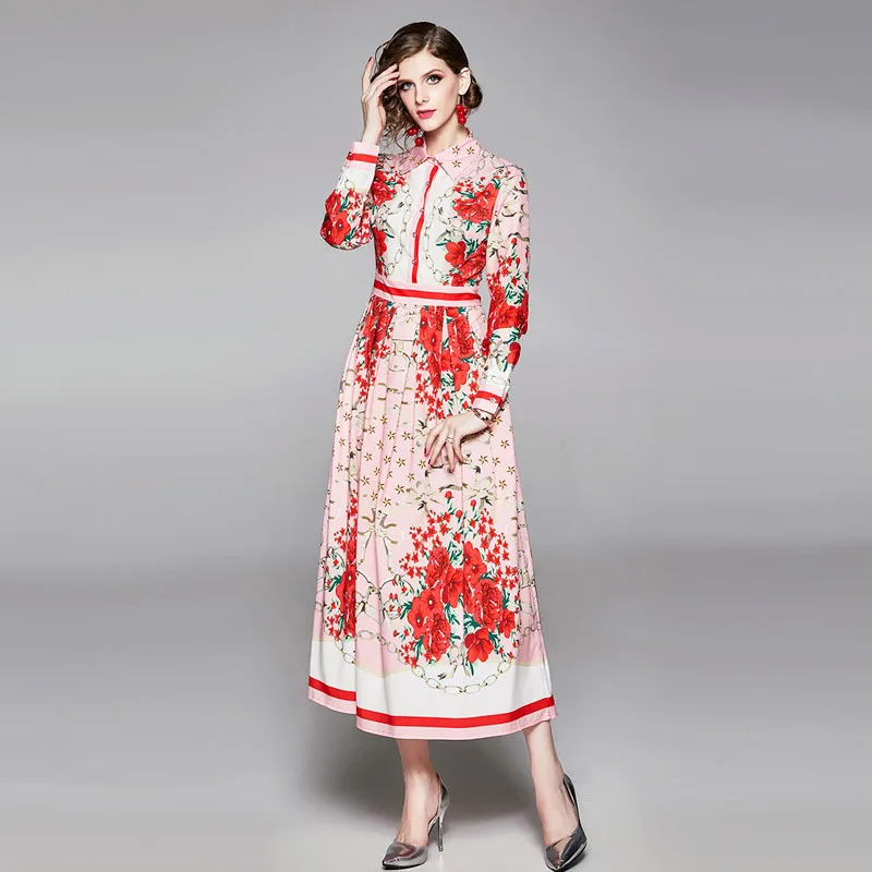 HAMALIEL высокое качество взлетно-посадочной полосы осенние женские макси платье