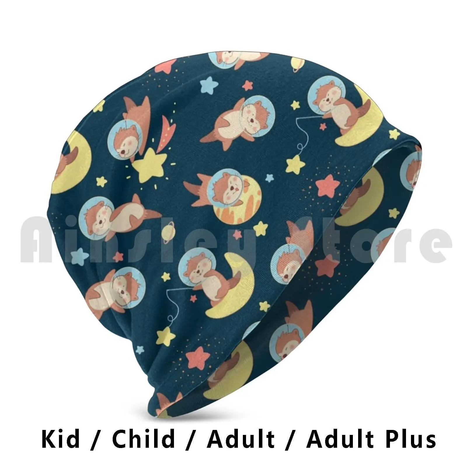 

Вязаная Шапка-бини в стиле хип-хоп с выдрой