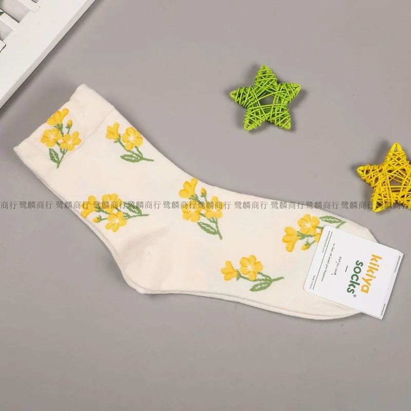 

Women Socks Cotton Flowers Cartoon Sock Woman Colorful Unisex High Funny Novelty Ladies Sox Spring Autumn Female Trendy Sokken