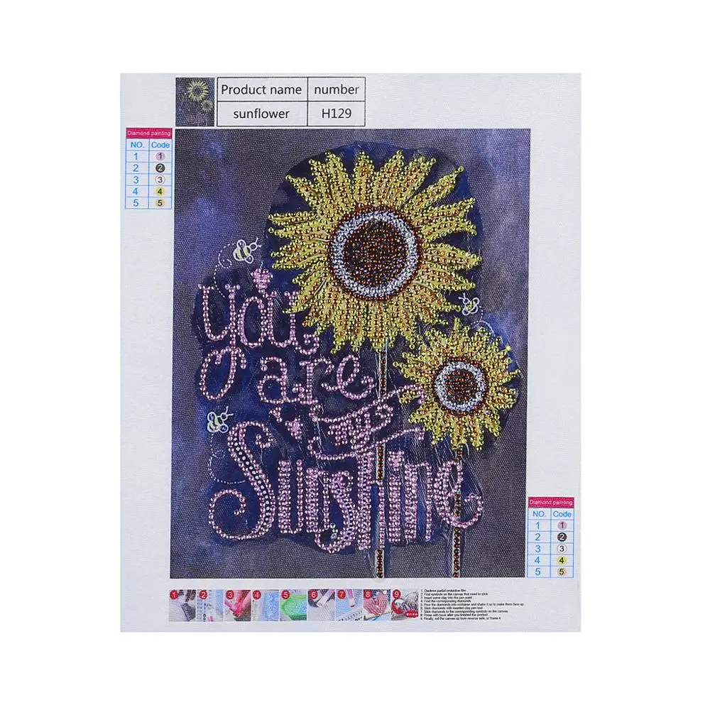 5D DIY Special Shaped Diamond Painting Sunflower You Sunshine Embroidery Mosaic Craft Kit Home Decoration Living Room Bedroom | Дом и сад