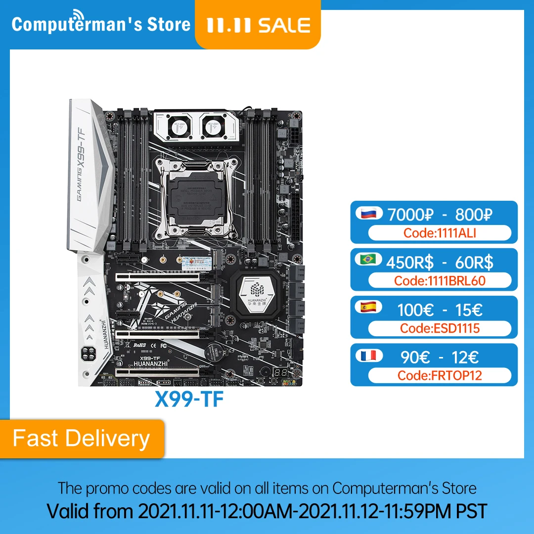 HUANANZHI-placa base X99 TF X99, Intel XEON E5, LGA2011-3, todas las Series, DDR3, DDR4, RECC, memoria de NON-ECC, estación de trabajo de servidor NVME dual
