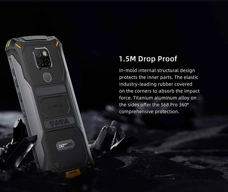 DOOGEE S68 Pro, прочный телефон, IP68, водонепроницаемый, Helio P70, четыре ядра, 6 ГБ, 128 ГБ, Беспроводная зарядка, NFC, 6300 мА/ч, 12V2A, зарядка, 5,84 дюймов, FHD