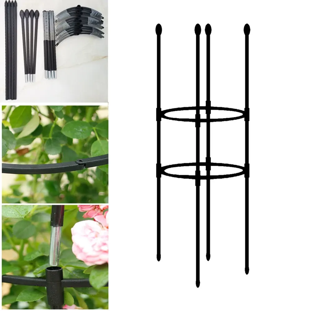

Plant Support Frame Rose Trellis Durable Creative Vine Climbing Rack Black Plastic Home Decor Adjustable Garden Plants Stand