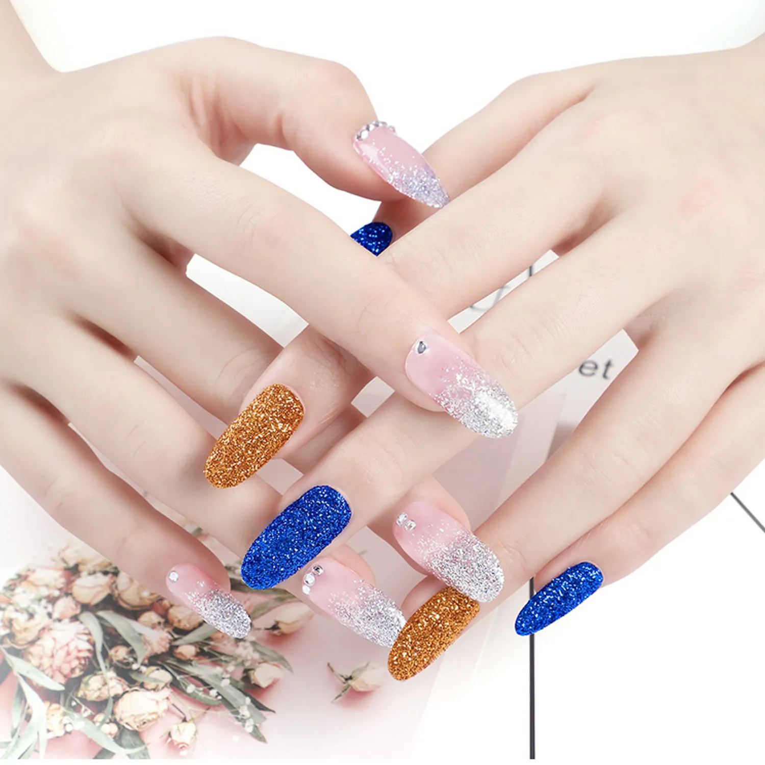 Полный набор принадлежностей для дизайна ногтей инструментов с блестками Стразы