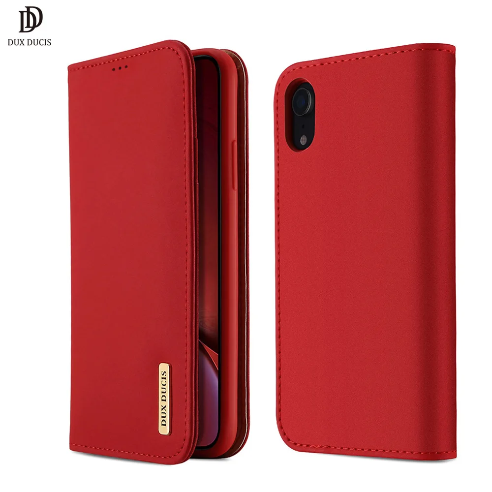 DUX DUCIS Чехол-бумажник из натуральной кожи для iPhone XR роскошный Винтажный чехол с
