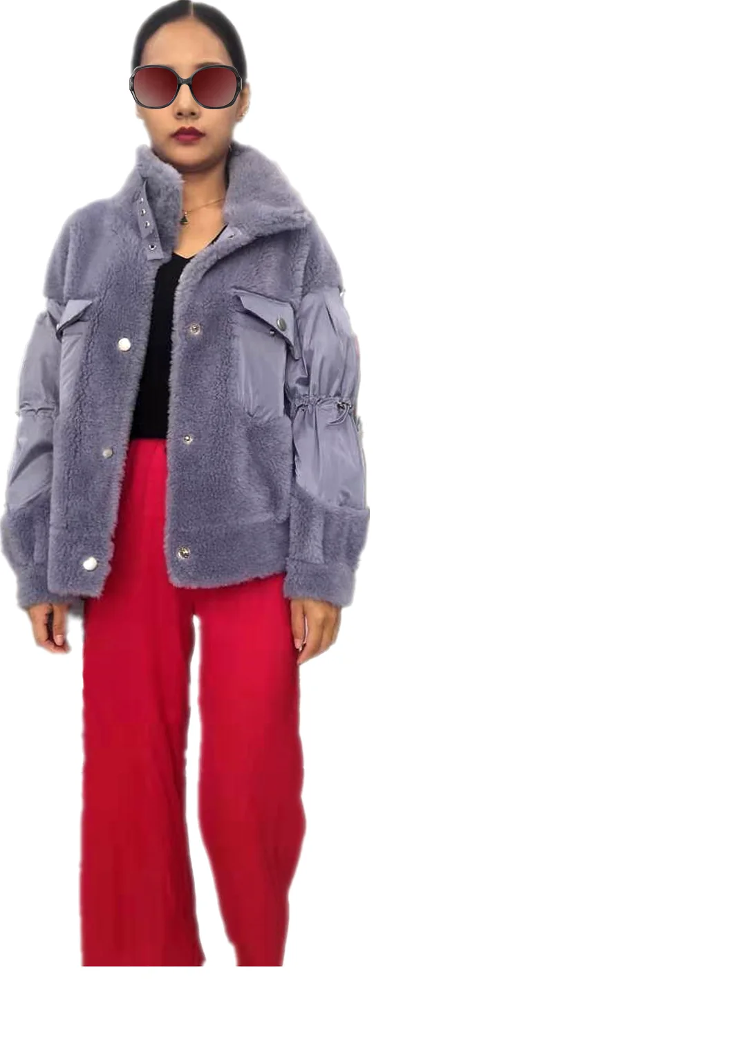 Последняя мода fw2019 стили для женщин куртки Настоящая Шерсть Верхняя одежда с