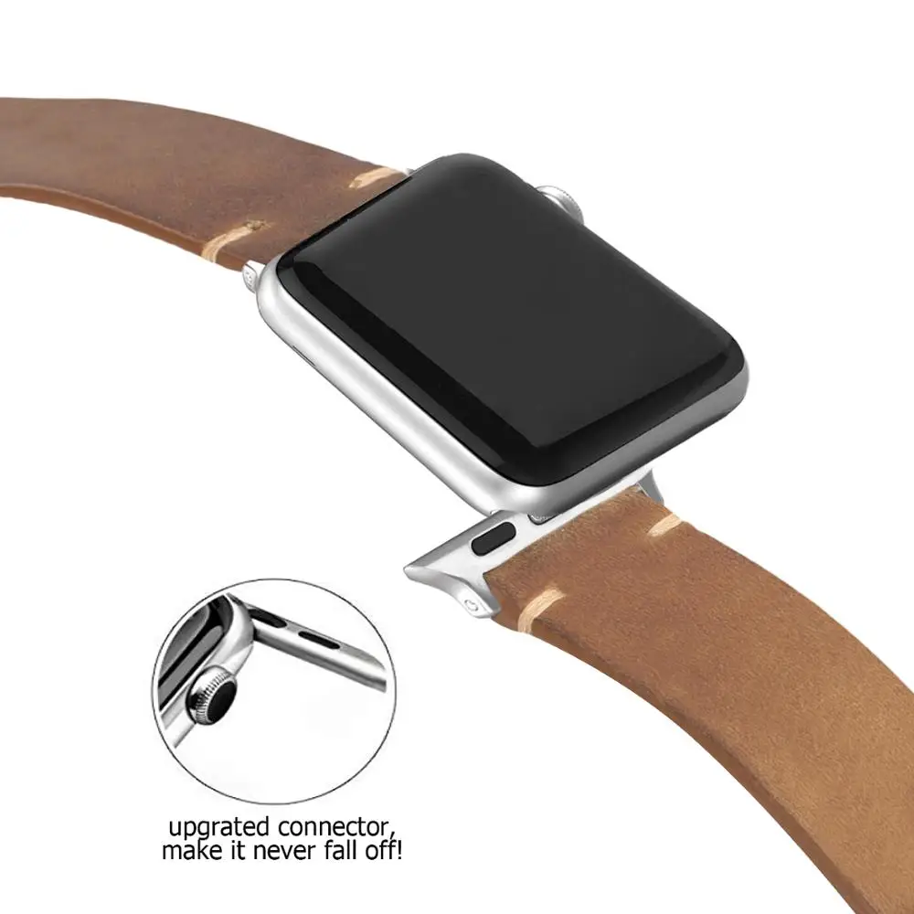 Ремешок для часов из натуральной кожи коричневый Apple Watch Series 4 3 2 1 38 42 мм