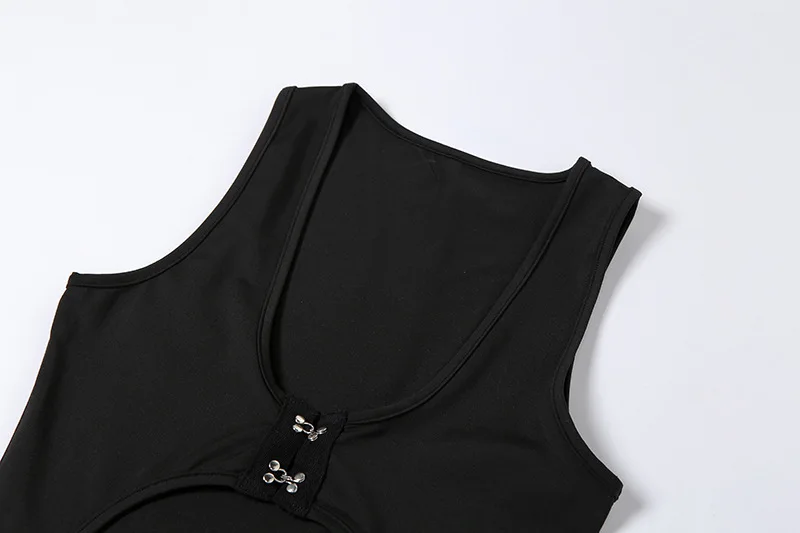 

CHRLEISURE Black Patchwork Sexy Womens Jumpsuit Fashion Street Style Button Sleeveless Skinny Slim Swimming Pool Jumpsuits