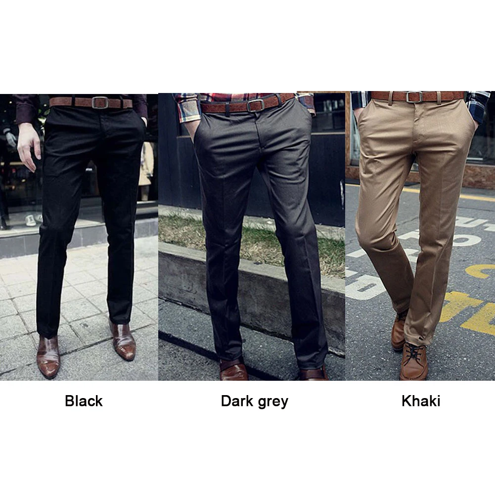 

New Arrival Fashion Men Pants Casual Slim Fit Pants Mens Korean Stylish Solid Pants Flat Front Slacks Trousers