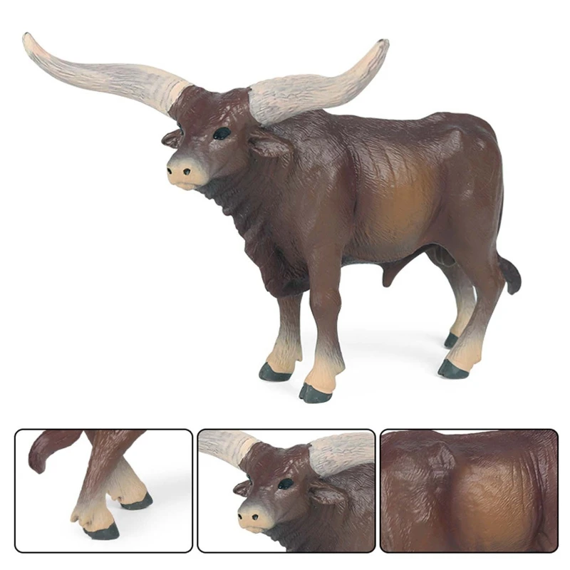 

Simulation Buffalo Ox Bull Figure Farm Animal Model Miniature Garden Decoration P31B