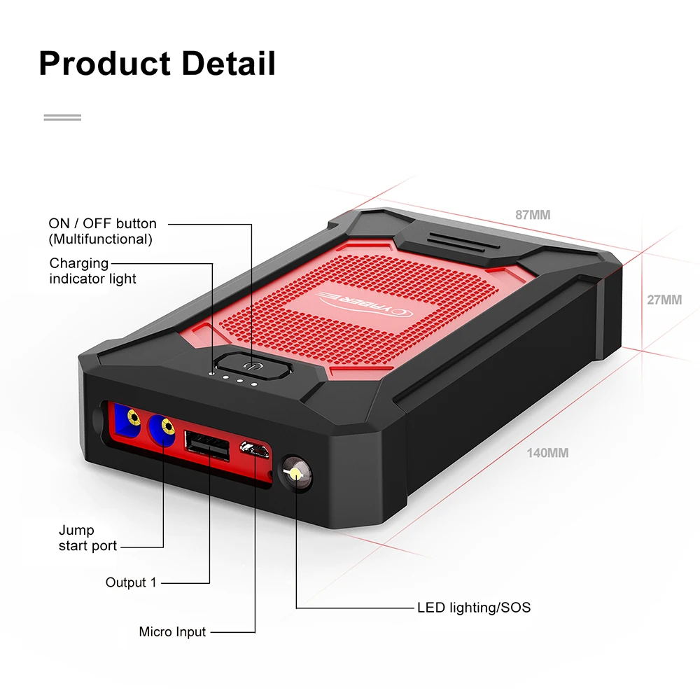 Yaber 800A Jump Starter 12000mAh Power Bank Starting Device Portable Charger Emergency Booster Car Battery | Автомобили и