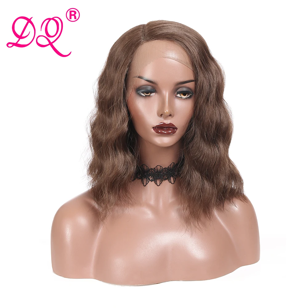 Женский синтетический парик DQ с натуральными волнами спереди блонд зеленый