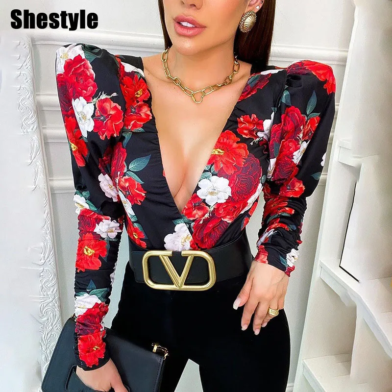 Женские Боди с пышными рукавами Shestyle винтажные элегантные офисные комбинезоны