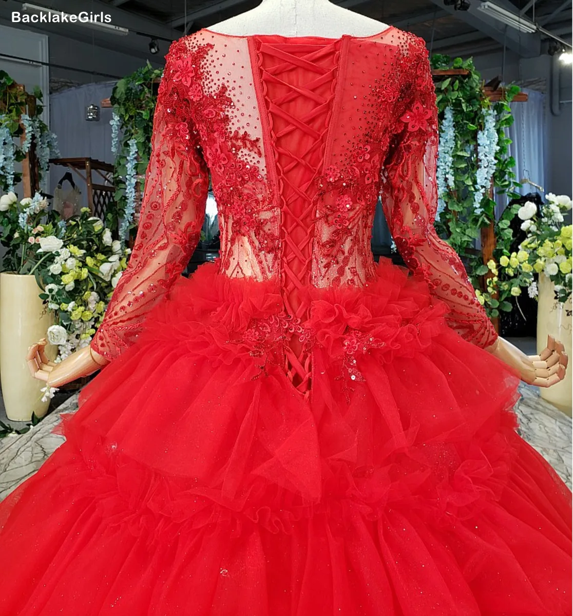 Женское красное платье для свадебной вечеринки размера плюс с длинным рукавом