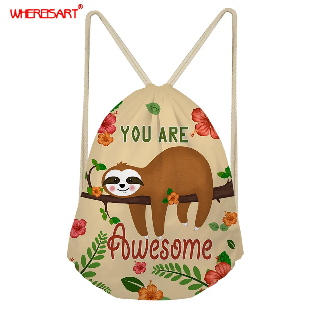 

WHEREISART женская сумка на шнурке, милый ленивый мешочек, Сумка с животным мультяшным рисунком, дорожная мини-сумка для хранения, повседневный р...