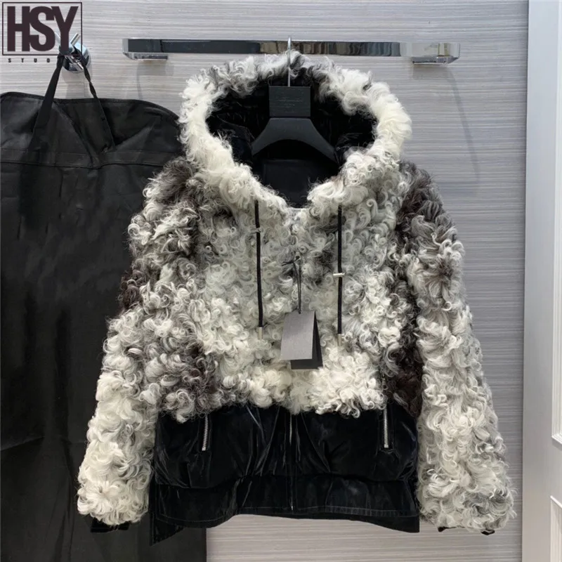 【HSY】2019 Осень Зима Новое Женское пуховое пальто большая Кепка спущенное плечо