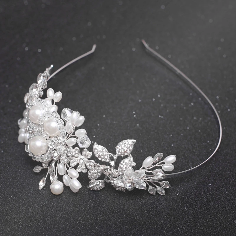 Цветочная повязка на голову для невесты свадьбы ручной работы жемчуг женские