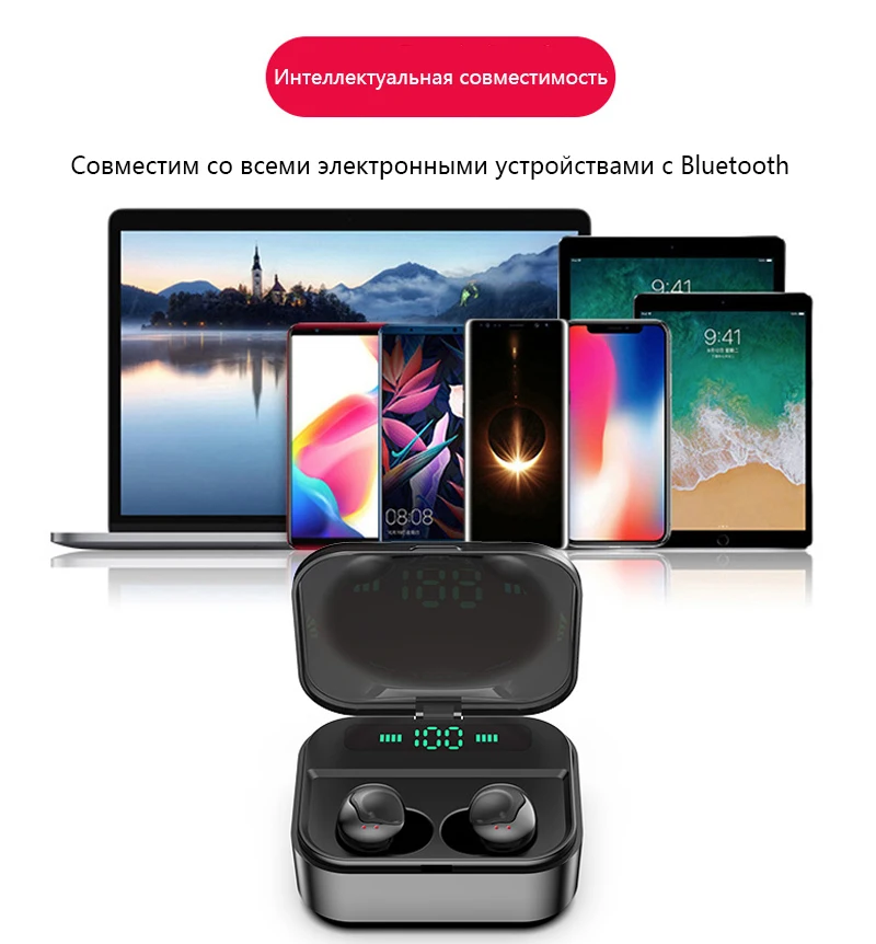 TWS Bluetooth наушники, настоящие беспроводные наушники, мини водонепроницаемые наушники с аккумулятором 3600 мАч, беспроводные Bluetooth наушники