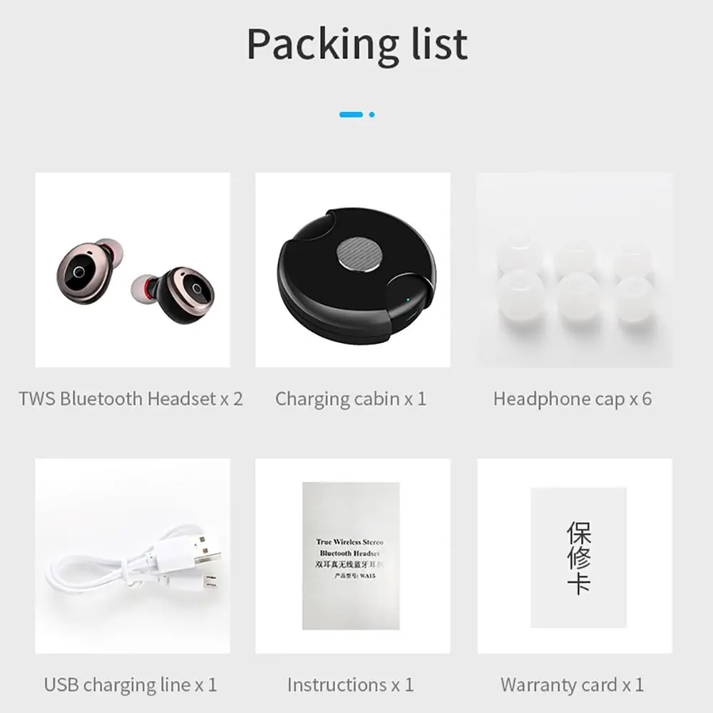 

5.0 Bluetooth Mini Wireless Earphones In-Ear Stereo Sport Headset with 600mAh Charging Box Universal for iOS/Android Cellphone