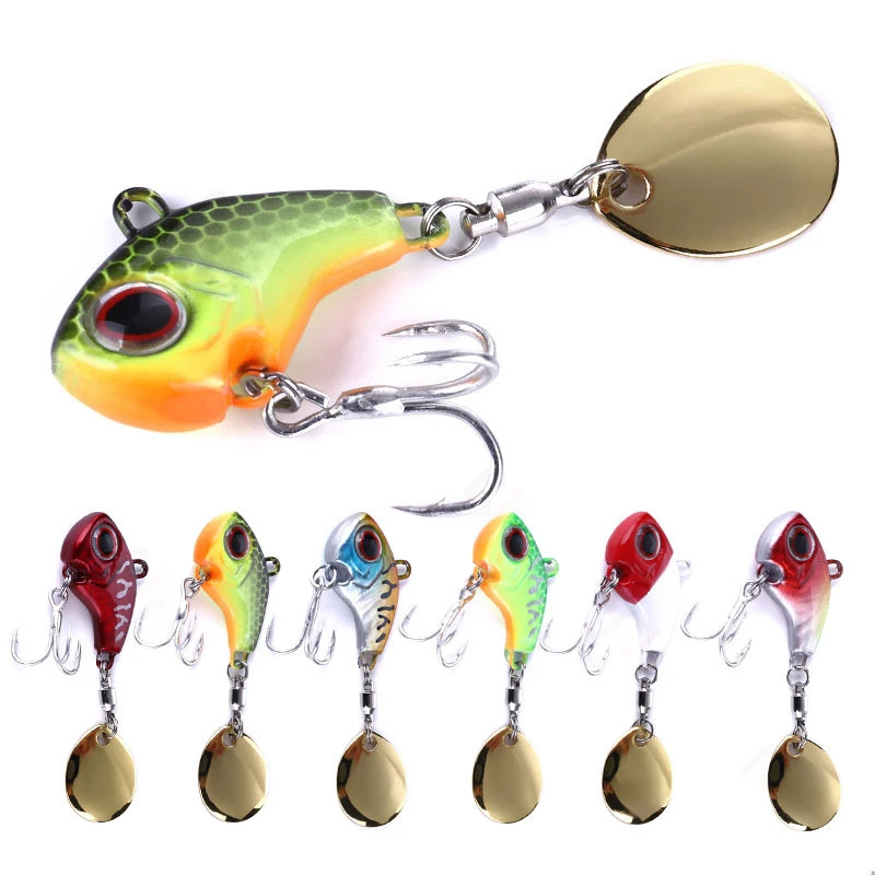 1 Pcs VIB Rotating Metal Fishing Lure 9g 13g 16g 22g Spoon Hard Bait Winter Ice Fishing Tackle Crankbait Vibration Spinner