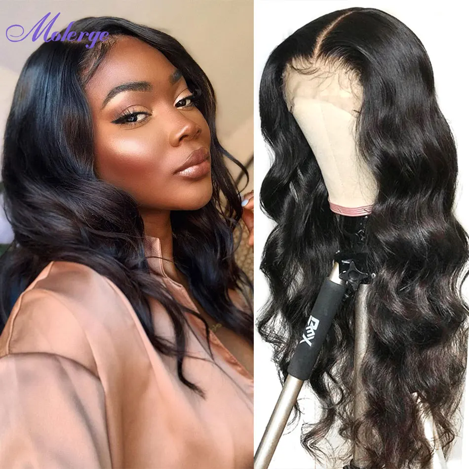 HD Transparent Lace Frontal Wigs 13x4 Body Wave Lace Front Wig 4x4 Pre Plucked HD Lace Closure Wigs Human Hair Wigs Molerge Hair