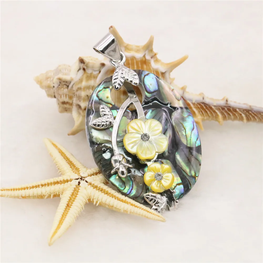 Cute/Romantic Natural Multicolor Oval Abalone Shell Women's Fashion Jewelry Necklace Pendant Sweater Chain Gift B1118 | Украшения и
