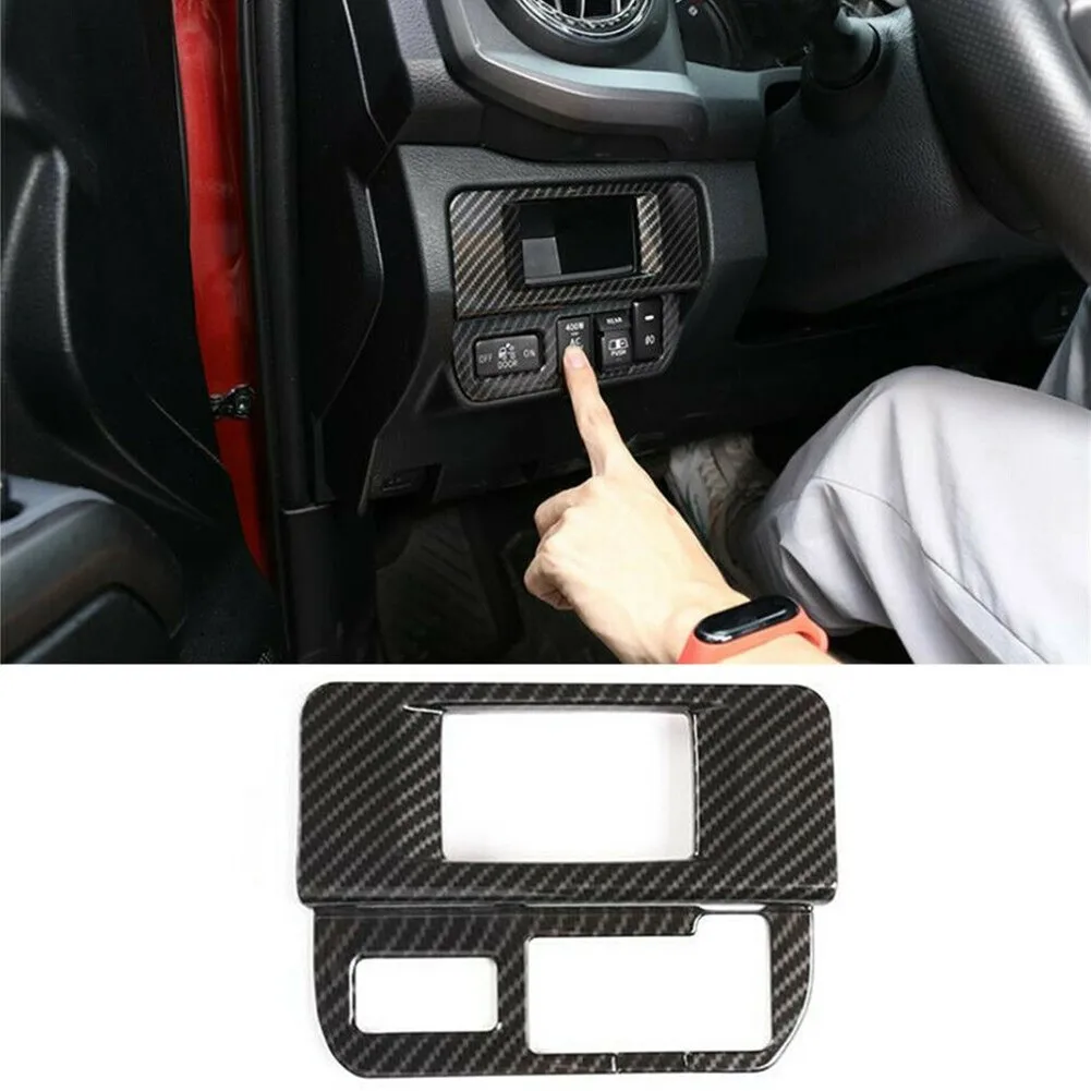 

For Toyota Tacoma 2016-20 Interior Fog Light Switch Button Trim ABS Carbon Fiber Cover Trim Fog Light Switch Button