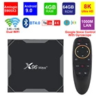Смарт ТВ-приставка X96 Max Plus, ТВ-приставка 8K с четырехъядерным Amlogic S905X3, 4 ГБ, 64 ГБ, Android 9,0, 5G, двойной Wi-Fi, BT4.0, 1000M Lan, 8K, HDR, H.265