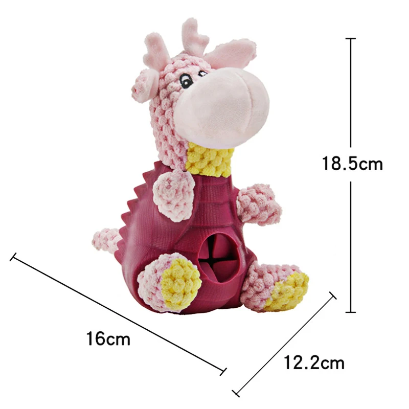 

Dog Toy Chew Dispenser Leakage Food Play Pet Dog Squeaking Toy Dinosaur Food Feeder Pet Dental Teething Training Toy Andemund