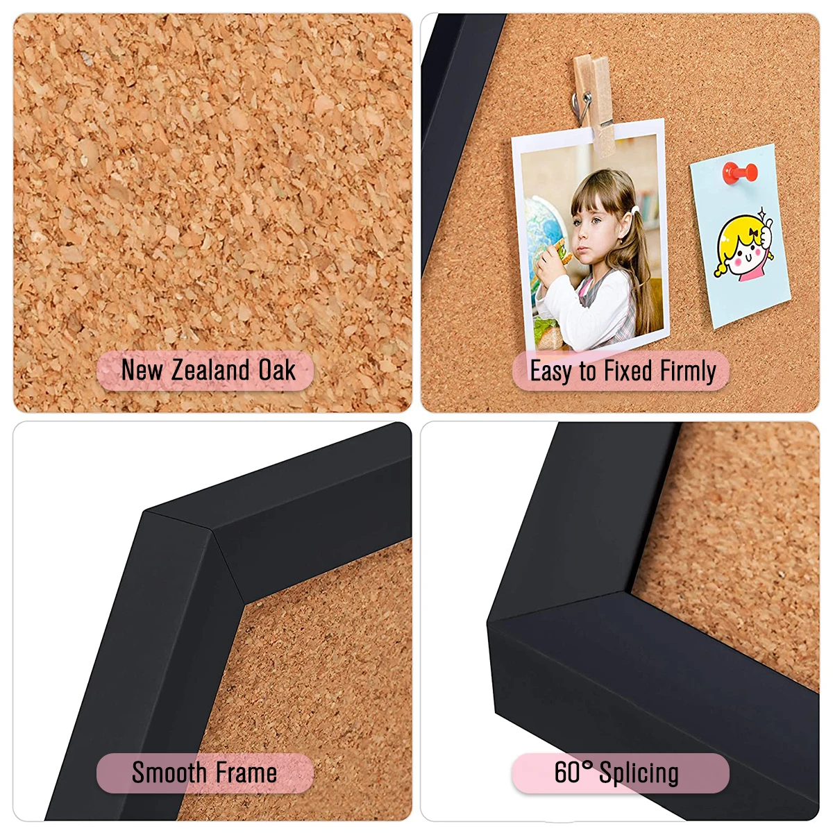 

New Style Equilateral Hexagon Cork Board Innovative Message Board Pin Boards Wood Frame Decorative Postcard Wall Bulletin Board