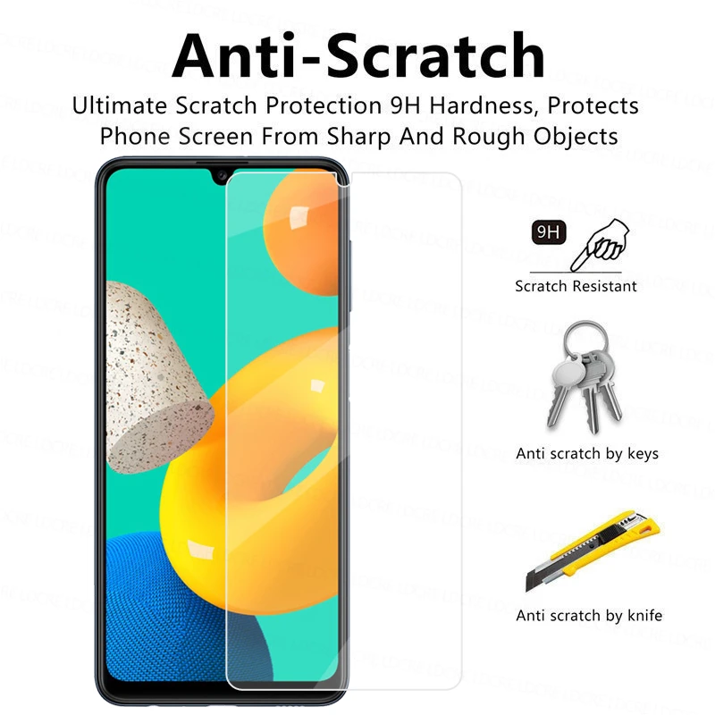 Cristal transparente 2.5D para Samsung Galaxy M32, Protector de pantalla de vidrio templado, pel&iacute;cula de tel&eacute;fono para Samsung Galaxy M32-3