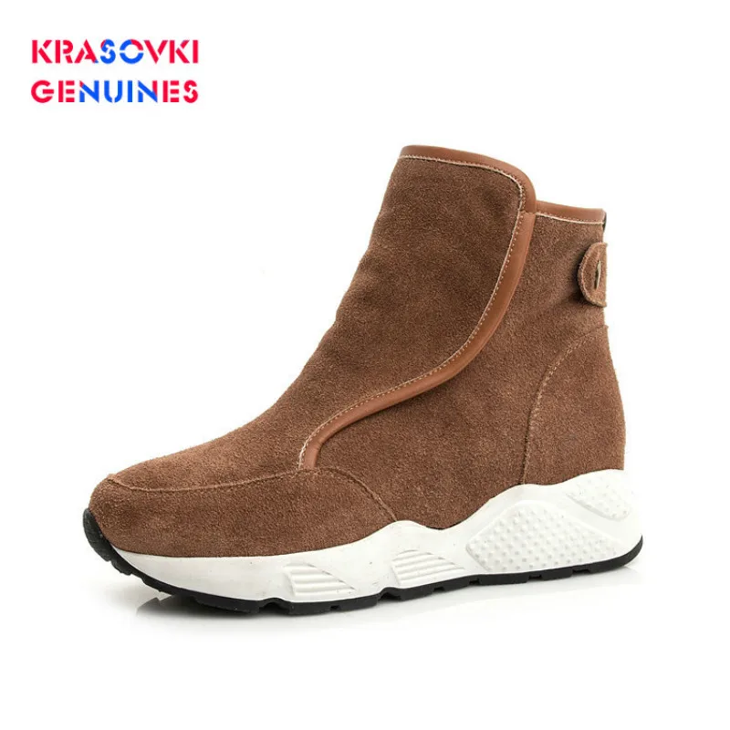 Женские ботинки из натуральной кожи красовки теплые зимние на плоской подошве