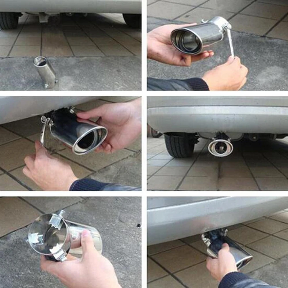 

Universal Car Rear Round Stainless Steel Exhaust Pipe Tail Muffler Accessories