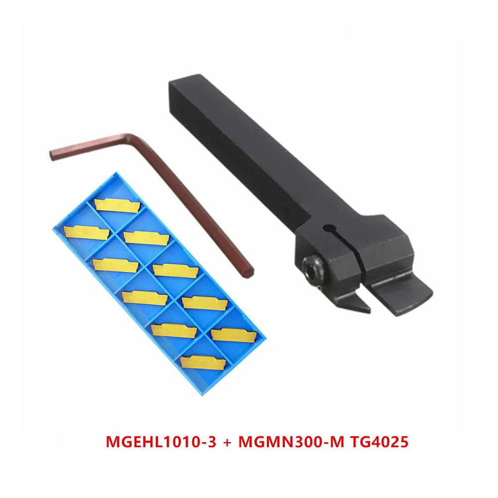 

1P MGEHR1010-3 / MGEHL1010-3 Grooving Tool Holder +10P MGMN300-M CNC Carbide Insert Metal Lathe Cutting Turning
