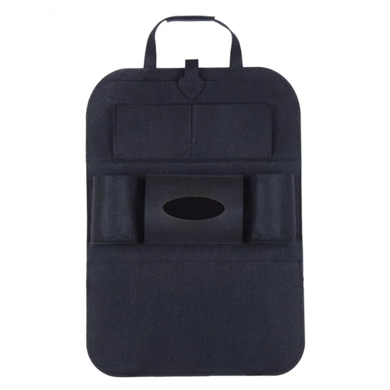 

1pc Universal Car Back Seat Storage Bag Organizer Trunk Elastic Felt 6 Pockets Hanging Accessories