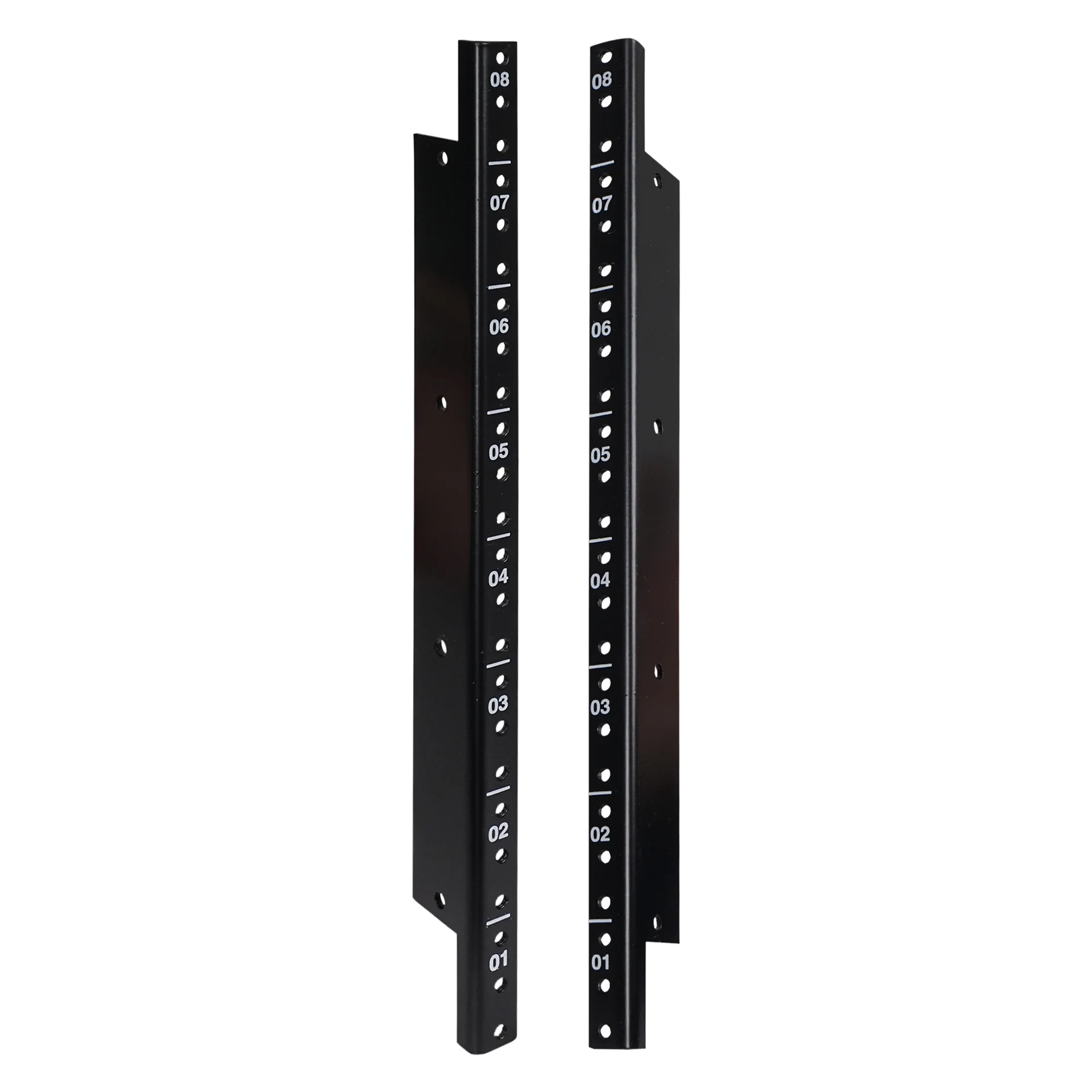 Sound Town 2-pack 8U Steel Rack Rails, with Black Powder Coated Finish and Screws (ST-RR-08U)
