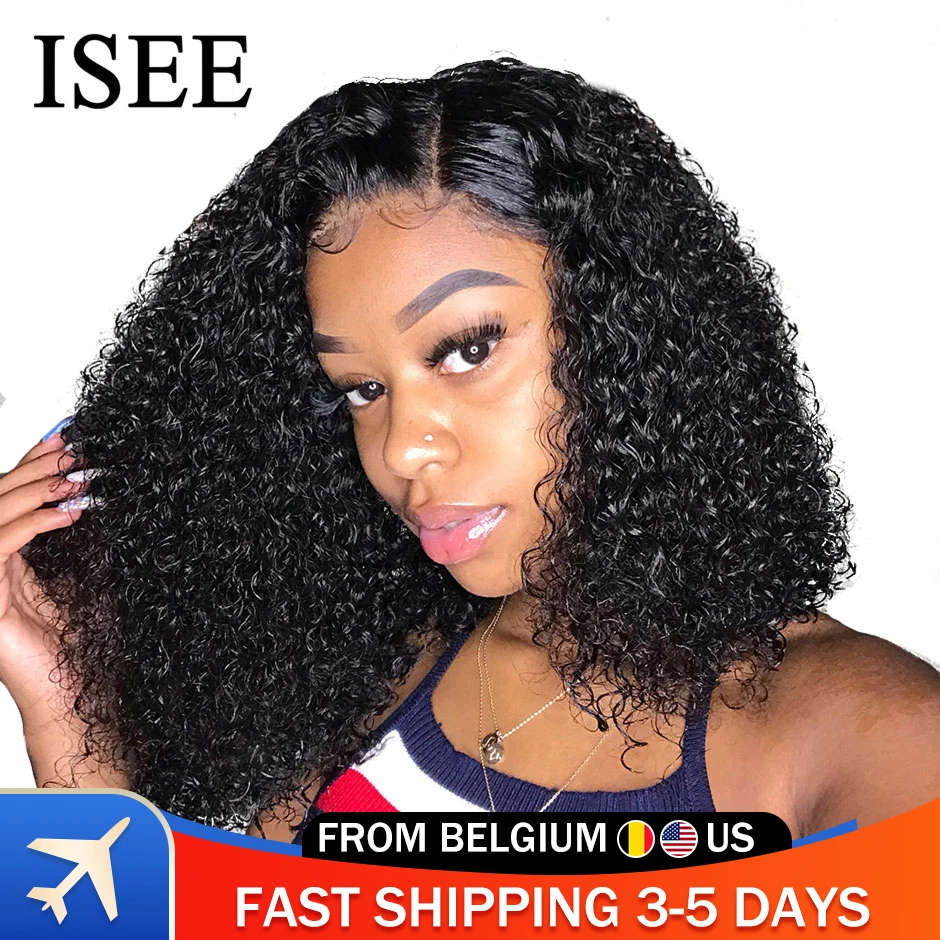 aliexpress - ISEE HAIR Curly Lace Front Wigs For Women Kinky Curly Lace Frontal Wig 4X4 Lace Closure Bob Wig Brazilian Curly Human Hair Wigs