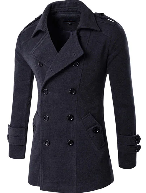 

2021 Autumn Winter Jacket Men Woolen Coat England Style Double-Breasted Fashion Brand Mens Jackets And Coats Wool & Blends