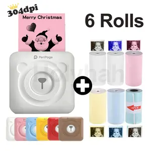 peripage a6 304dpi mini pocket printer bluetooth thermal photo printerred brown yellow for mobile phone android ios gift free global shipping