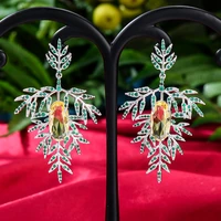 blachette luxury snow leaf earrings for women wedding party daily cubic zirconia dubai bridal costume jewelry gift summer party