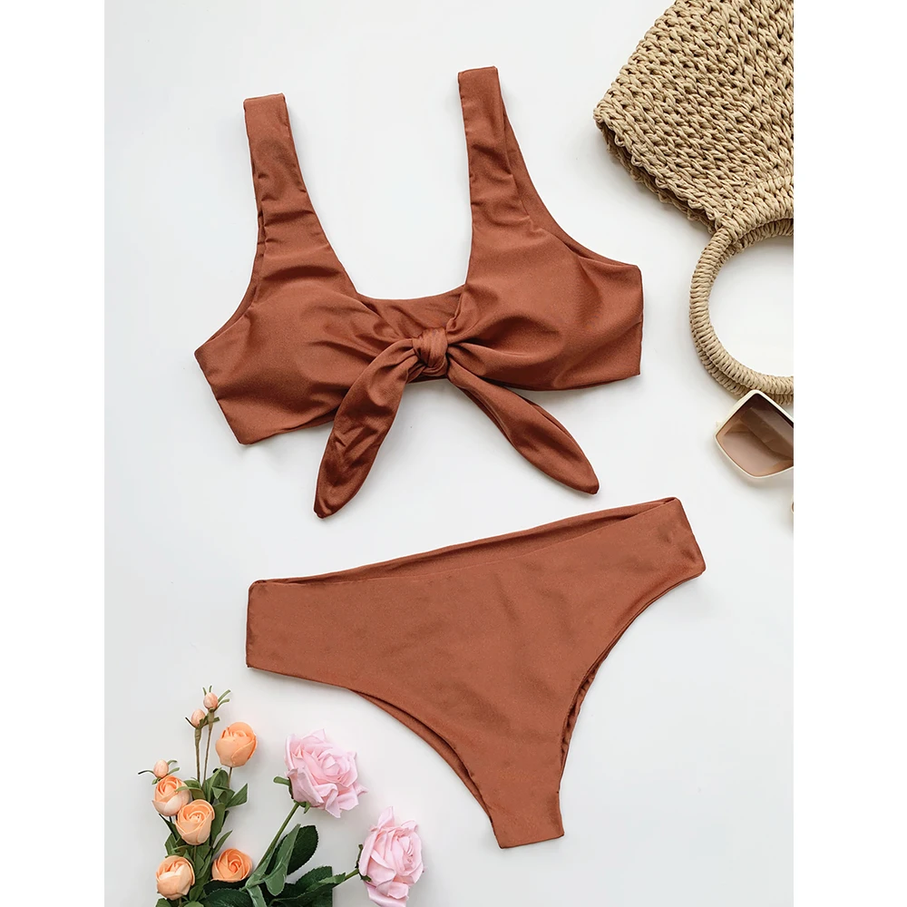 Комплект бикини со средней талией новинка 2021 пикантная одежда для плавания с