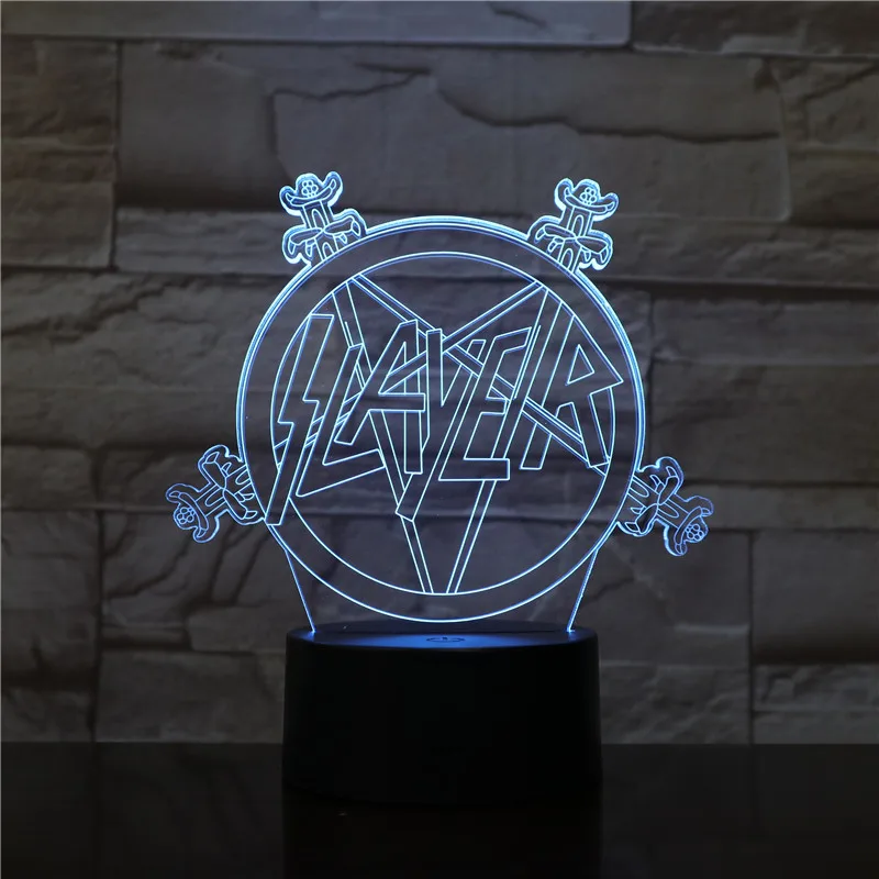

Band Slayer Logo 3d LED Night Light USB Touch Sensor Hoom Room Decorative Lamp Child Kids Baby Nightlight Kit Table Lamp Bedroom